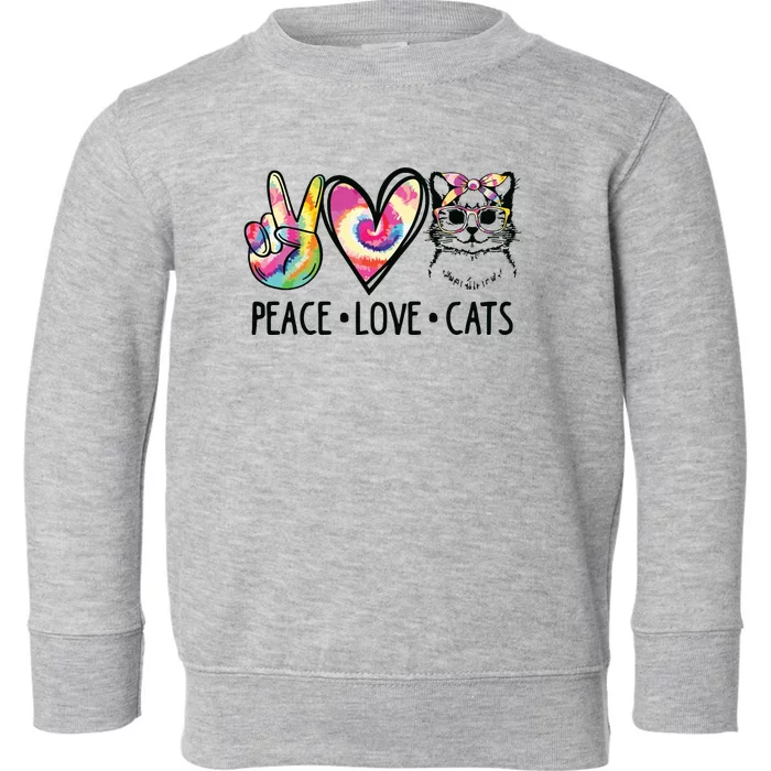 Cat Rescue Adopt A Cat Cat Mom Tie Dye Peace Love Cat Toddler Sweatshirt