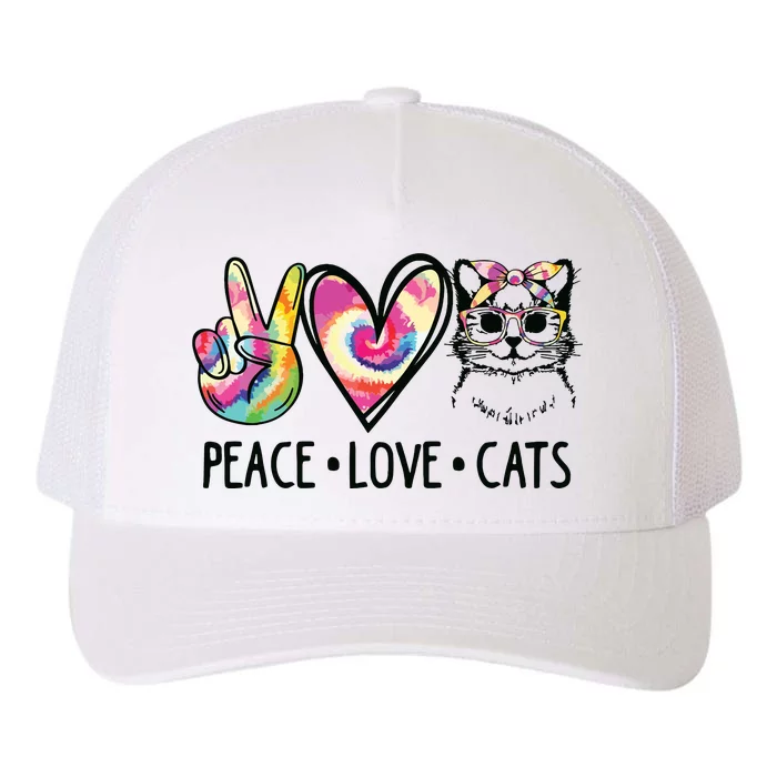 Cat Rescue Adopt A Cat Cat Mom Tie Dye Peace Love Cat Yupoong Adult 5-Panel Trucker Hat