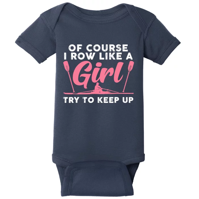 Cool Rowing Art Wo Girl Coxswain Paddle Oar Crew Rowing Baby Bodysuit