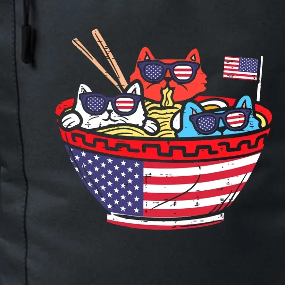 Cats Ramen Anime American Flag Usa Funny 4th Of July Fourth Daily Commute Backpack