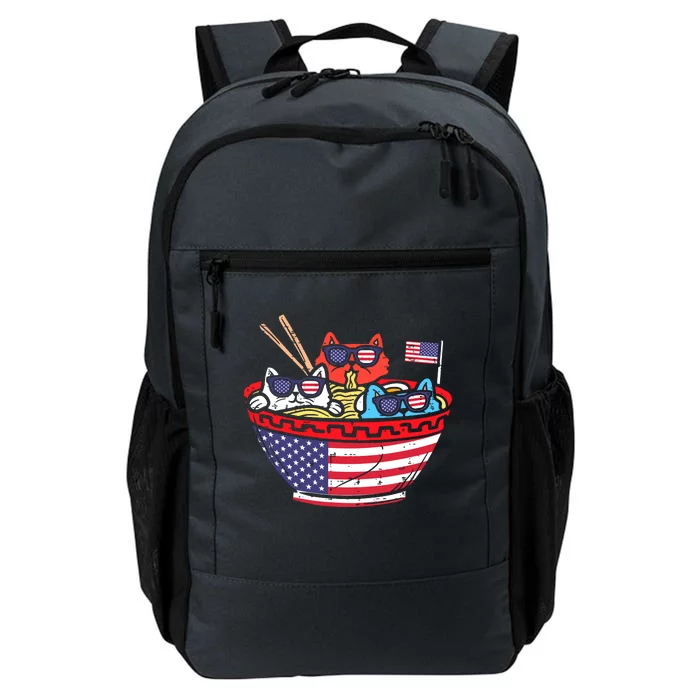 Cats Ramen Anime American Flag Usa Funny 4th Of July Fourth Daily Commute Backpack