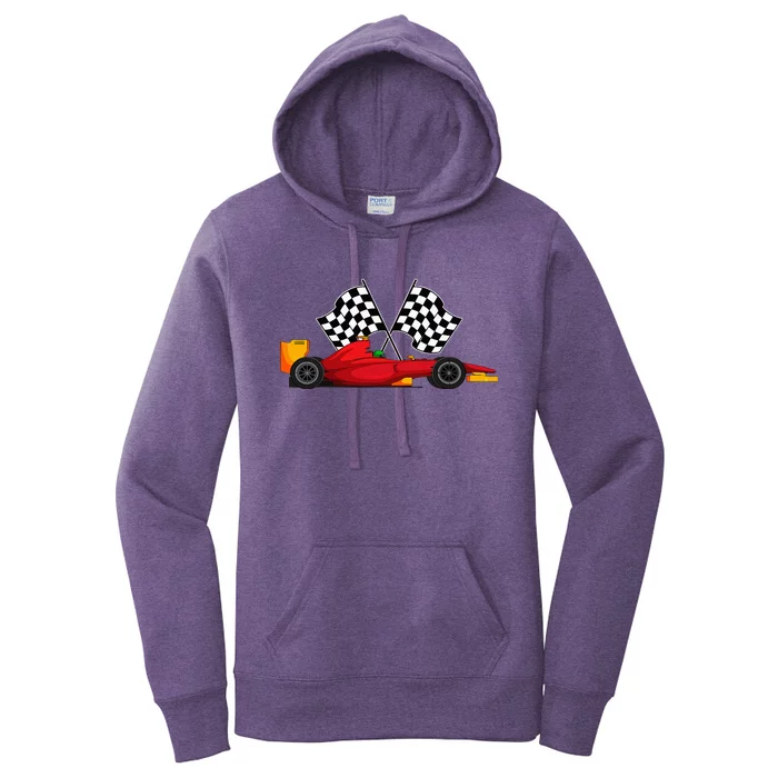 Car Racing Automobile Sport Racer Checkered Flag Finish Line Women's Pullover Hoodie