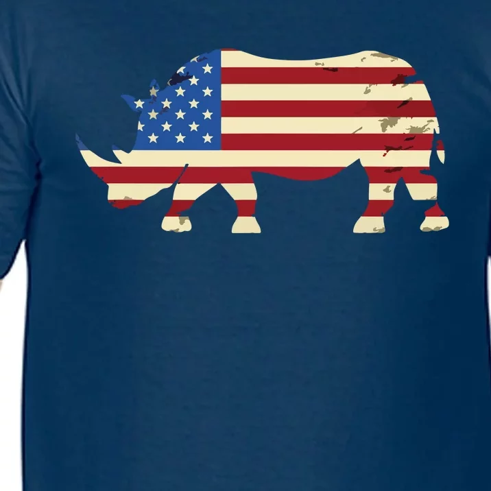 Cool Rhino Art For Men Women Rhinoceros 4th Of July USA Flag Comfort Colors T-Shirt