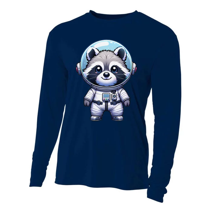 Cute Raccoon Astronaut Helmet Space Cute Cooling Performance Long Sleeve Crew