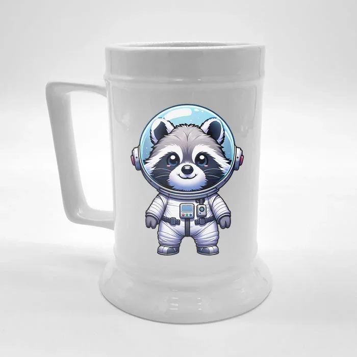 Cute Raccoon Astronaut Helmet Space Cute Front & Back Beer Stein