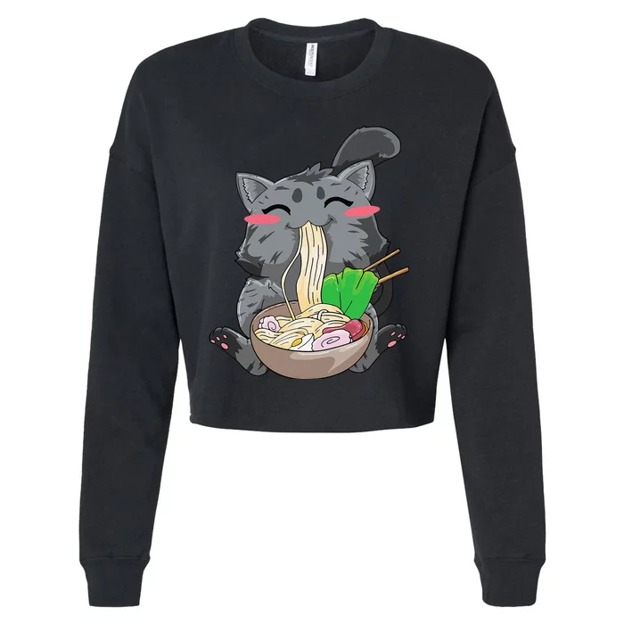 Cat Ra Anime Kawaii Neko Gift Cropped Pullover Crew