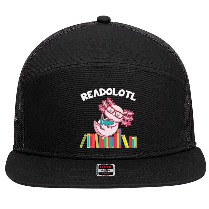 Cute Readolotl Axolotl Salamander Book Lover 7 Panel Mesh Trucker Snapback Hat