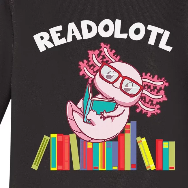 Cute Readolotl Axolotl Salamander Book Lover Baby Long Sleeve Bodysuit