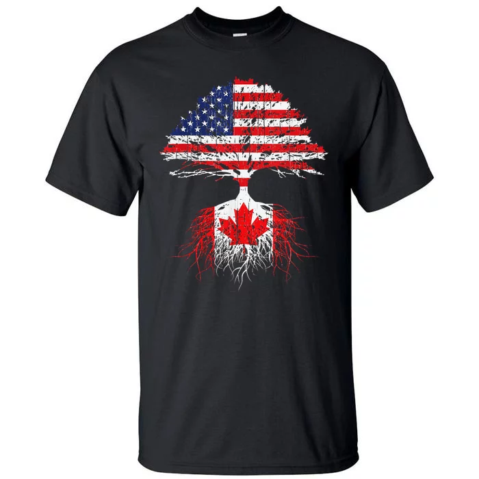 Canadian Roots American Grown Canada Flag Tall T-Shirt