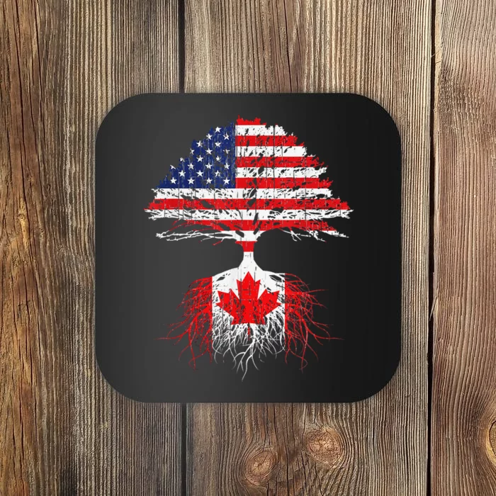 Canadian Roots American Grown Canada Flag Coaster