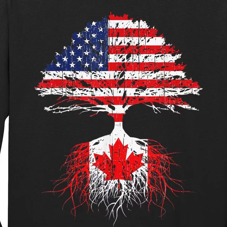 Canadian Roots American Grown Canada Flag Tall Long Sleeve T-Shirt