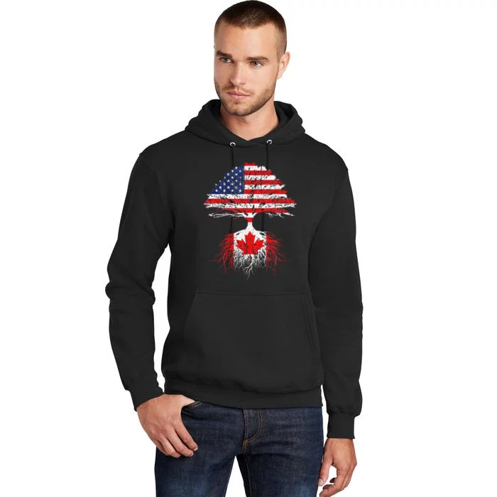 Canadian Roots American Grown Canada Flag Tall Hoodie