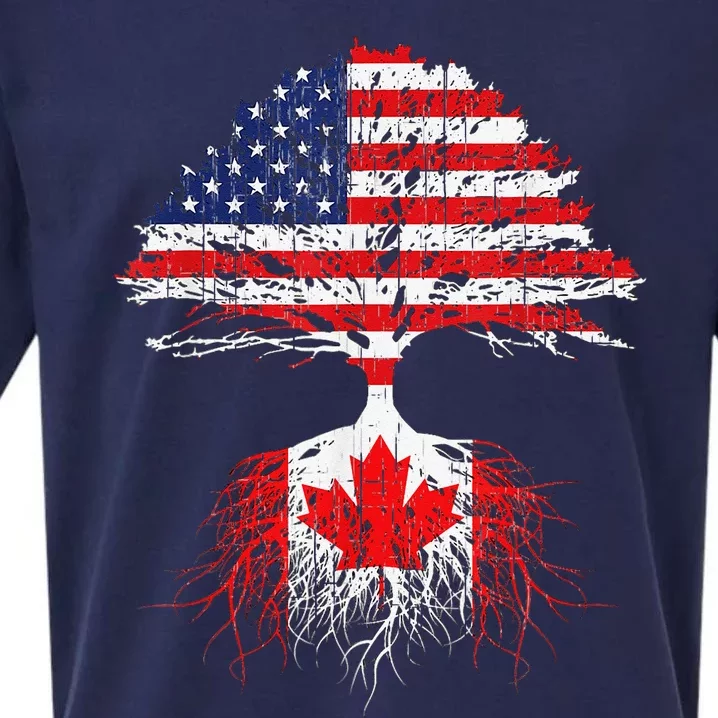 Canadian Roots American Grown Canada Flag Sueded Cloud Jersey T-Shirt