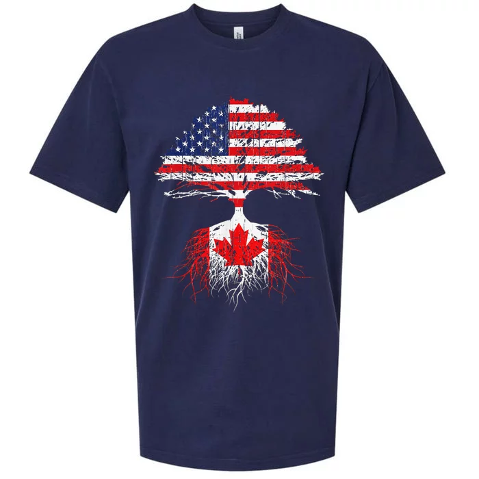 Canadian Roots American Grown Canada Flag Sueded Cloud Jersey T-Shirt