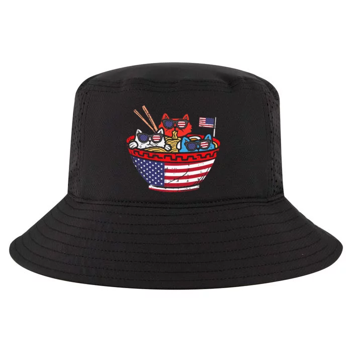 Cats Ramen Anime American Flag Usa Cool Comfort Performance Bucket Hat