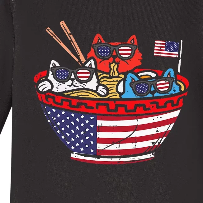 Cats Ramen Anime American Flag Usa Baby Long Sleeve Bodysuit