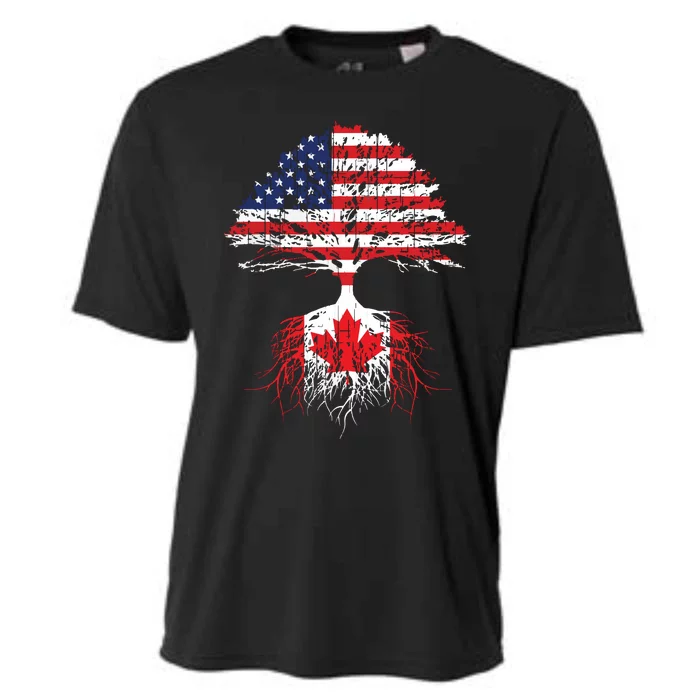 Canadian Roots American Grown Canada Flag Cooling Performance Crew T-Shirt