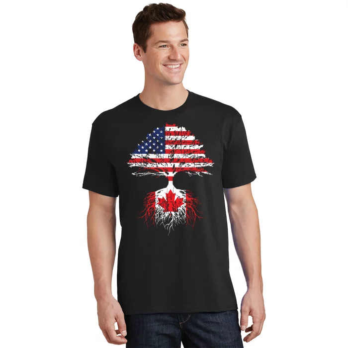 Canadian Roots American Grown Canada Flag T-Shirt