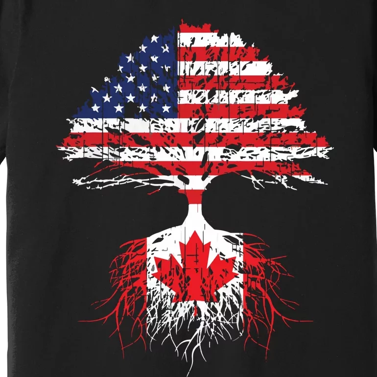 Canadian Roots American Grown Canada Flag Premium T-Shirt