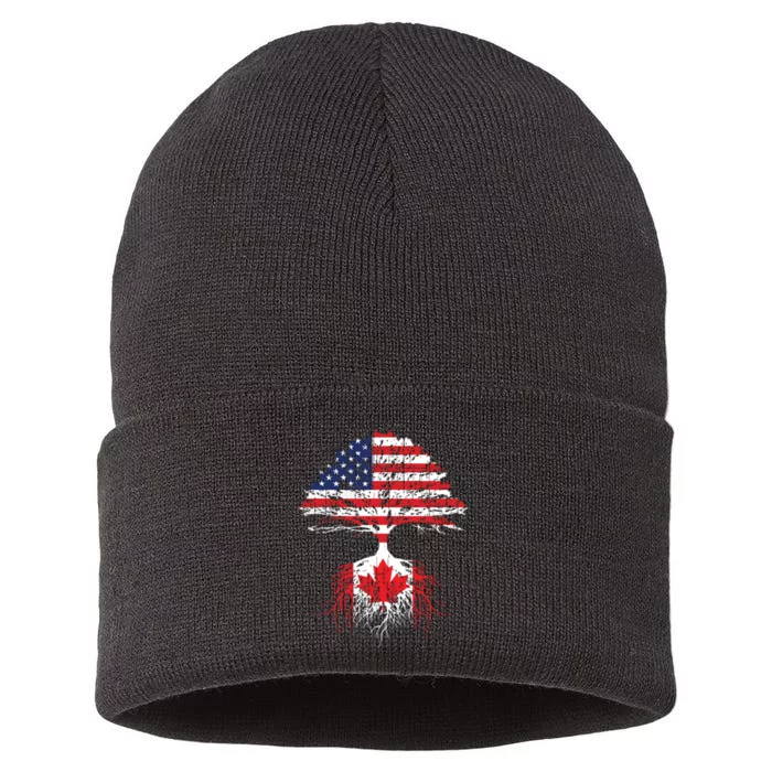 Canadian Roots American Grown Canada Flag Sustainable Knit Beanie