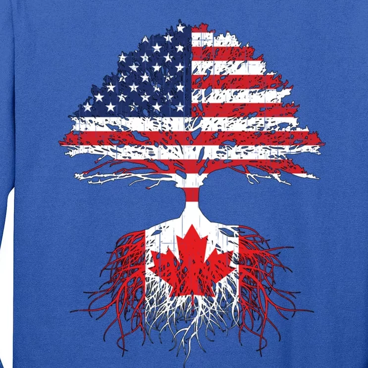 Canadian Roots American Grown Canada Flag Meaningful Gift Great Gift Tall Long Sleeve T-Shirt