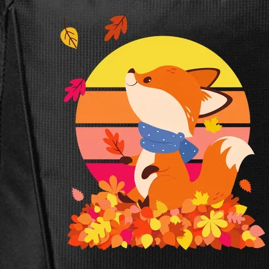 Cute Retro Autumn Fall Leaves Baby Fox City Backpack