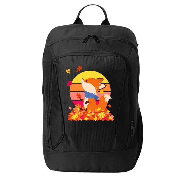 Cute Retro Autumn Fall Leaves Baby Fox City Backpack