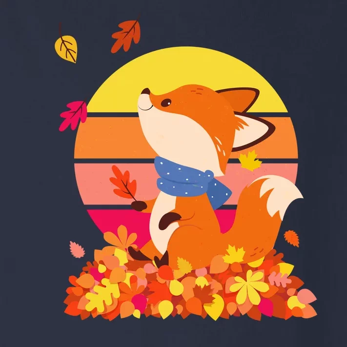 Cute Retro Autumn Fall Leaves Baby Fox Toddler Long Sleeve Shirt