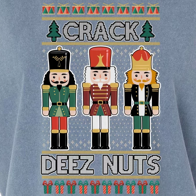 Crack Deez Nuts Nutcracker Ugly Christmas Sweater Garment-Dyed Women's Muscle Tee