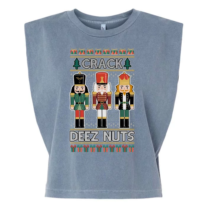 Crack Deez Nuts Nutcracker Ugly Christmas Sweater Garment-Dyed Women's Muscle Tee