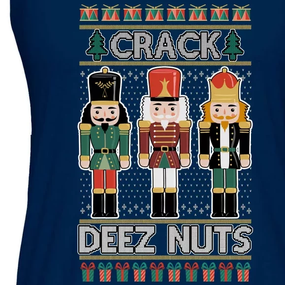 Crack Deez Nuts Nutcracker Ugly Christmas Sweater Ladies Essential Flowy Tank