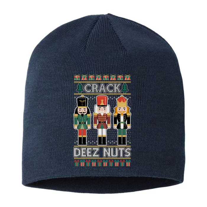 Crack Deez Nuts Nutcracker Ugly Christmas Sweater 8 1/2in Sustainable Knit Beanie