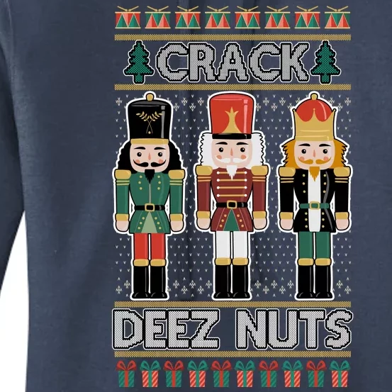 Crack Deez Nuts Nutcracker Ugly Christmas Sweater Women's Pullover Hoodie