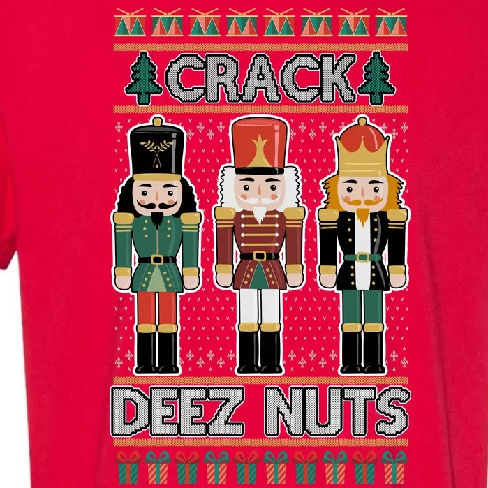 Crack Deez Nuts Nutcracker Ugly Christmas Sweater Garment-Dyed Heavyweight T-Shirt