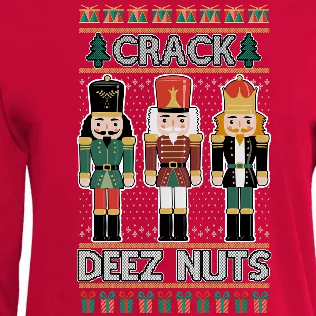 Crack Deez Nuts Nutcracker Ugly Christmas Sweater Womens Cotton Relaxed Long Sleeve T-Shirt