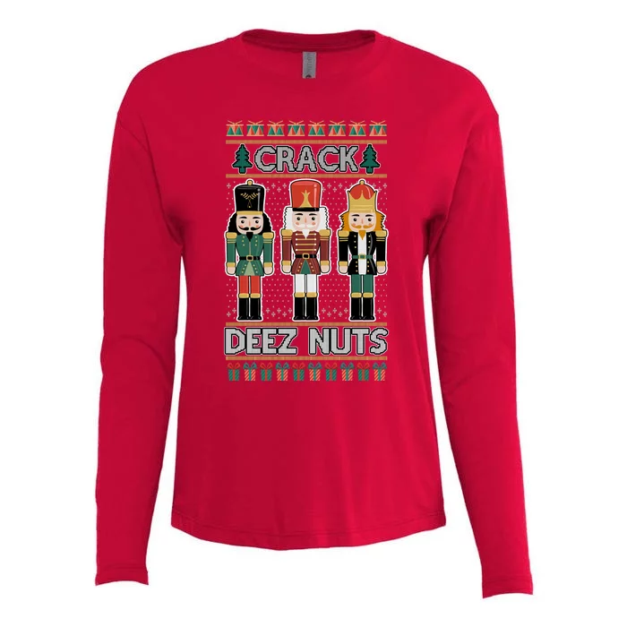 Crack Deez Nuts Nutcracker Ugly Christmas Sweater Womens Cotton Relaxed Long Sleeve T-Shirt