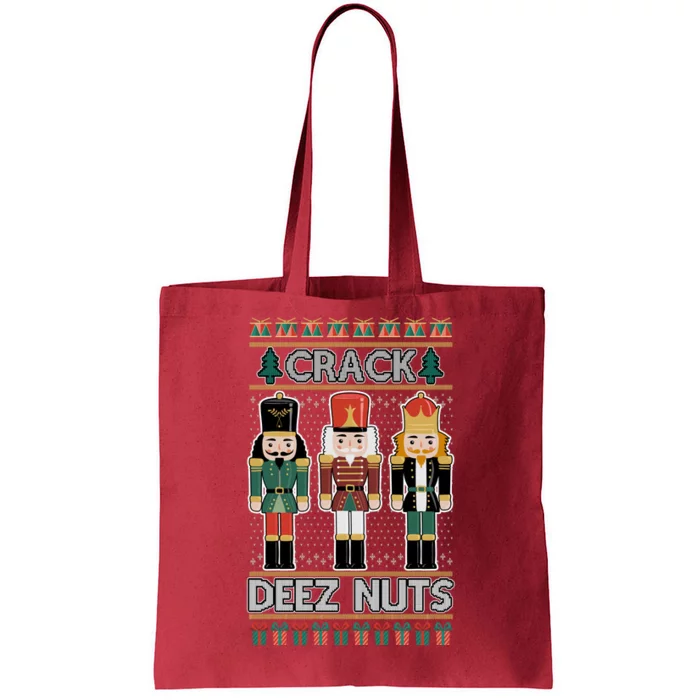 Crack Deez Nuts Nutcracker Ugly Christmas Sweater Tote Bag