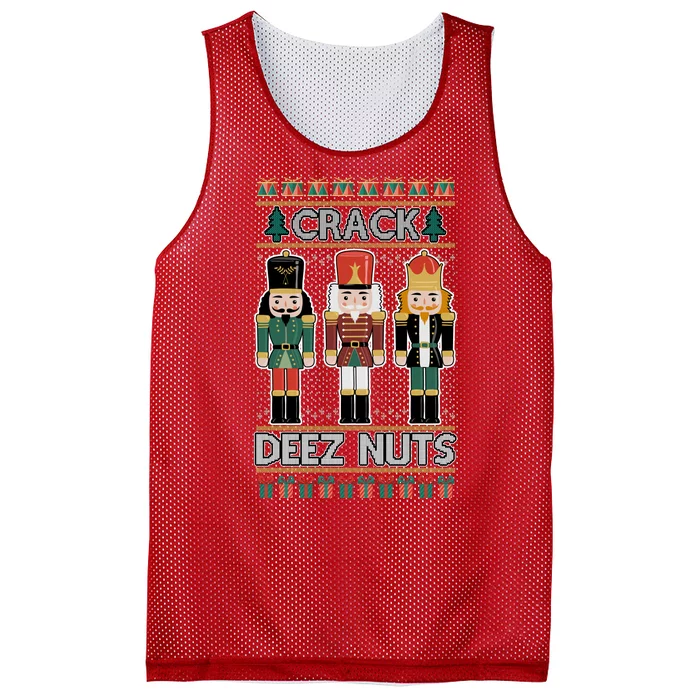 Crack Deez Nuts Nutcracker Ugly Christmas Sweater Mesh Reversible Basketball Jersey Tank