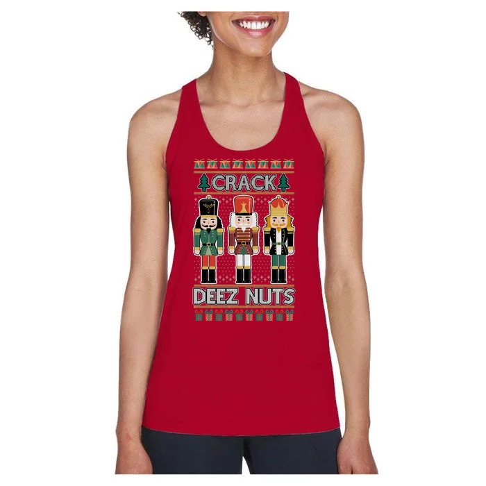 Crack Deez Nuts Nutcracker Ugly Christmas Sweater Women's Racerback Tank