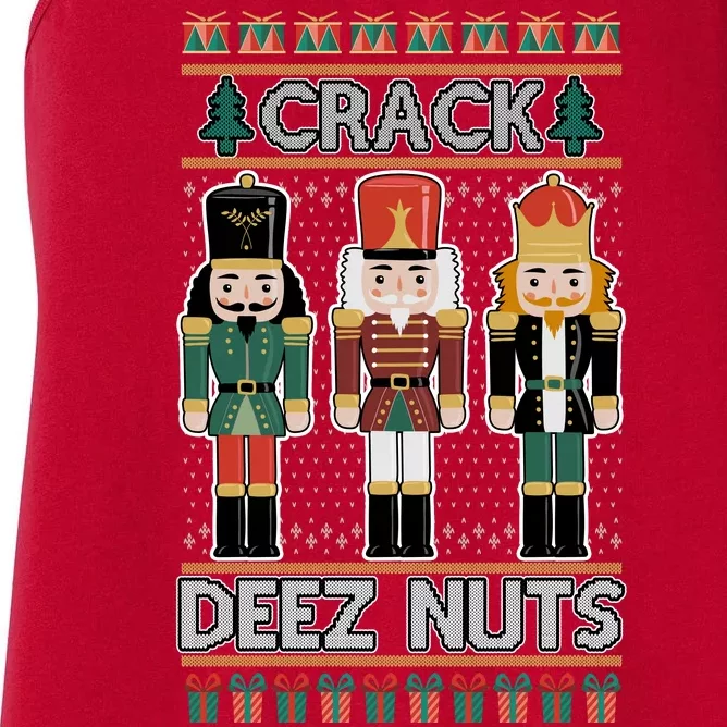 Crack Deez Nuts Nutcracker Ugly Christmas Sweater Women's Racerback Tank