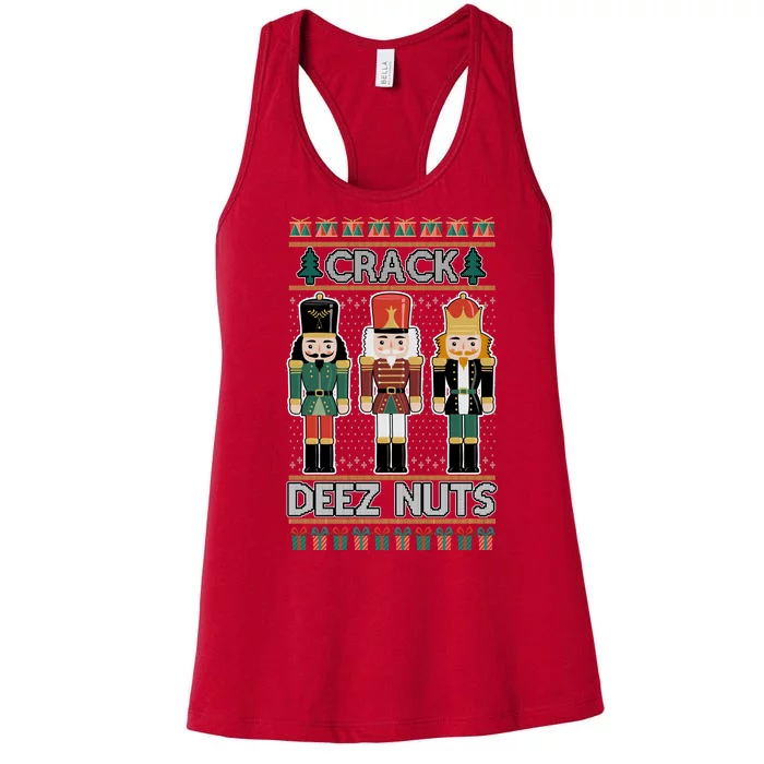 Crack Deez Nuts Nutcracker Ugly Christmas Sweater Women's Racerback Tank