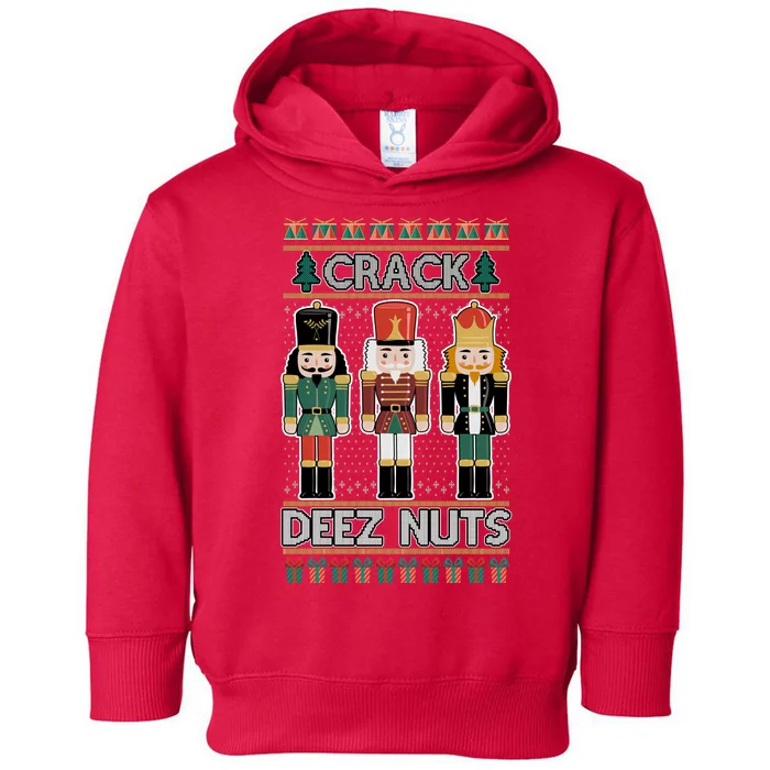 Crack Deez Nuts Nutcracker Ugly Christmas Sweater Toddler Hoodie