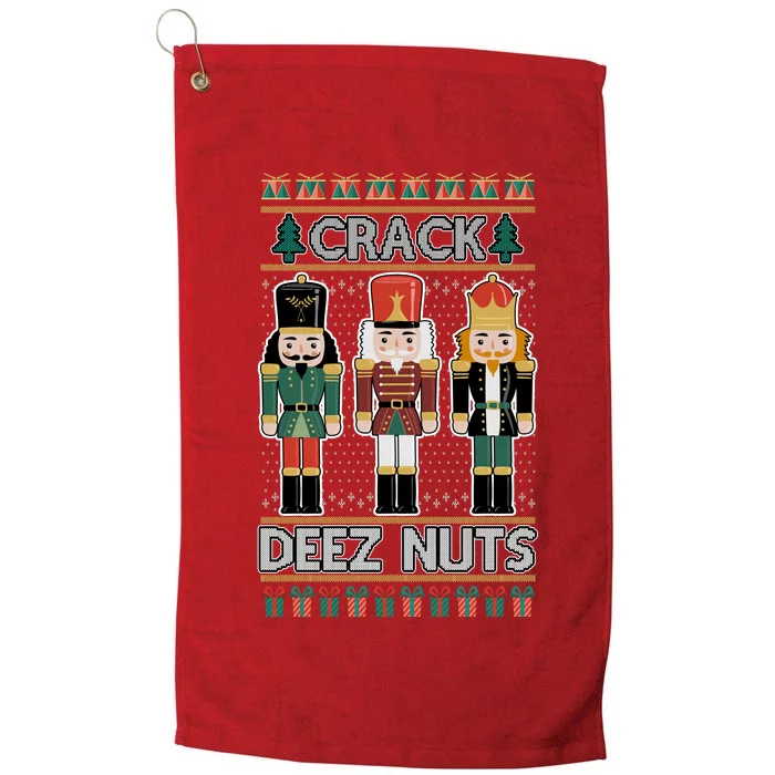 Crack Deez Nuts Nutcracker Ugly Christmas Sweater Platinum Collection Golf Towel