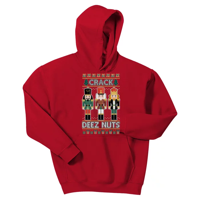 Crack Deez Nuts Nutcracker Ugly Christmas Sweater Kids Hoodie