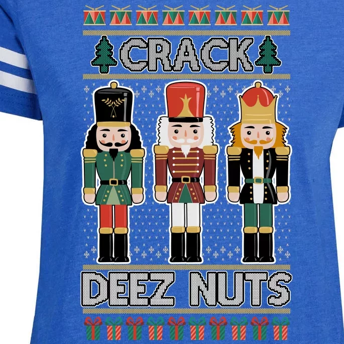 Crack Deez Nuts Nutcracker Ugly Christmas Sweater Enza Ladies Jersey Football T-Shirt