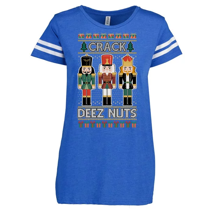 Crack Deez Nuts Nutcracker Ugly Christmas Sweater Enza Ladies Jersey Football T-Shirt