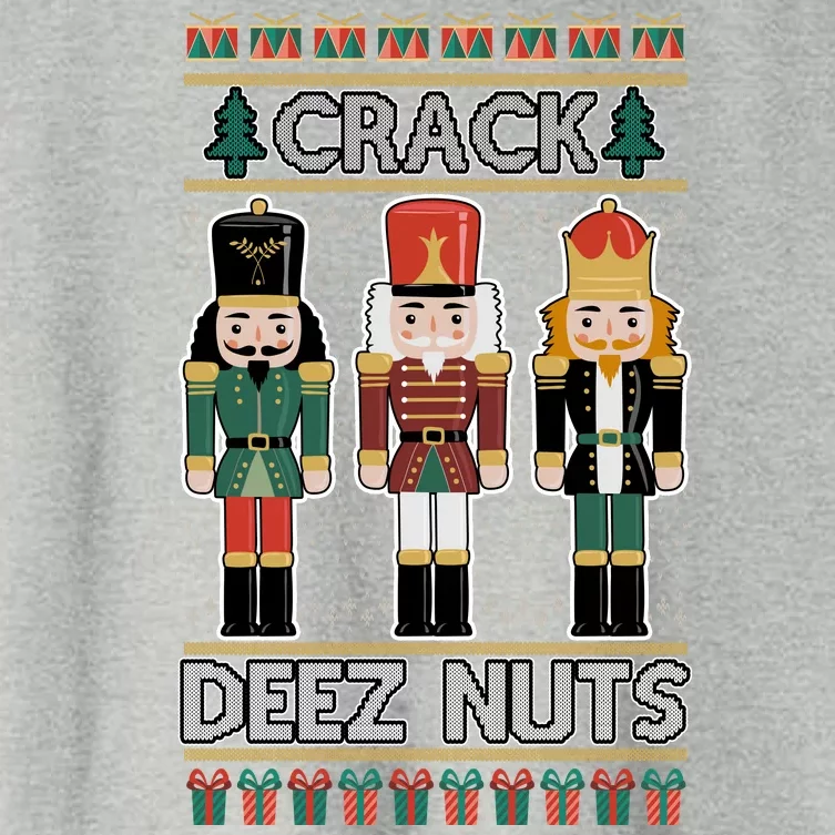 Crack Deez Nuts Nutcracker Ugly Christmas Sweater Women's Crop Top Tee