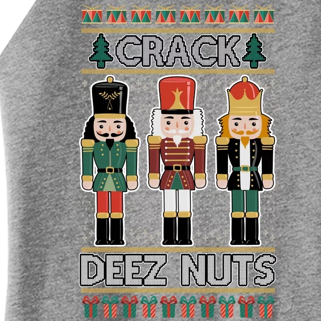 Crack Deez Nuts Nutcracker Ugly Christmas Sweater Women’s Perfect Tri Rocker Tank