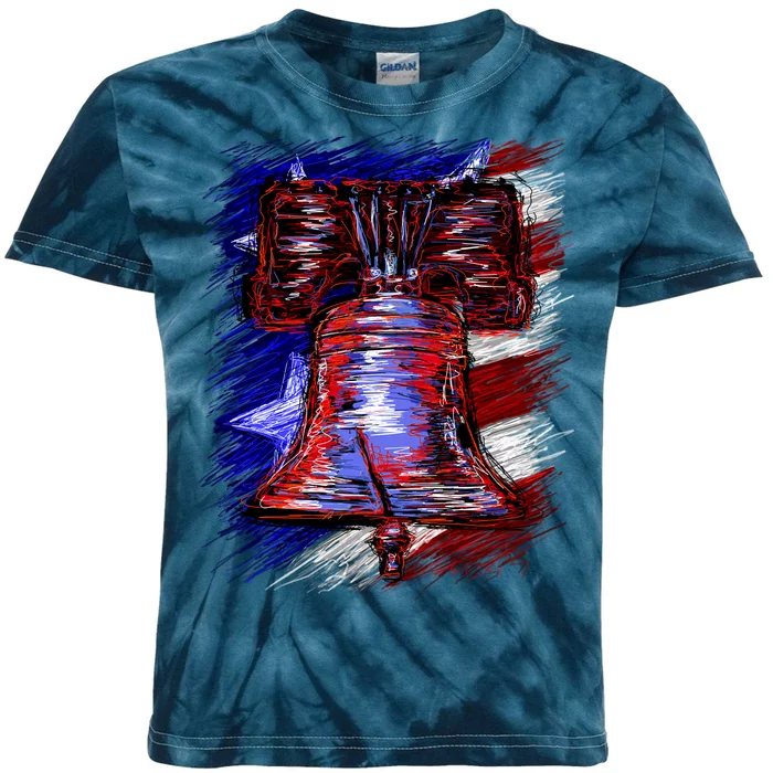 Cracked Liberty Bell Freedom America Kids Tie-Dye T-Shirt