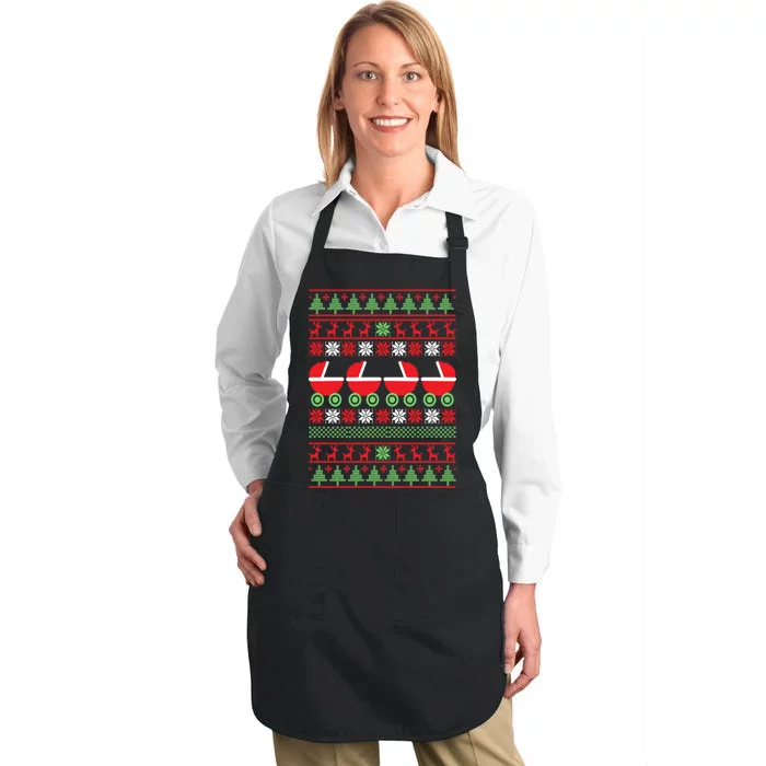 Cradle Ugly Christmas Sweater Full-Length Apron With Pocket